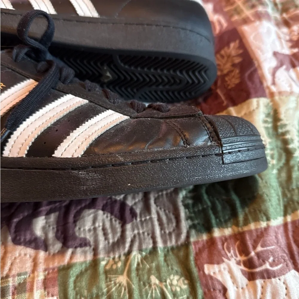 Adidas Superstar Black with White Stripes Men's Sneakers - Picture 2 of 7
